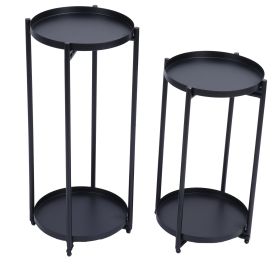 2Pcs Iron Plant Stand Table 2â€‘Layer Plant Pot Holder Display Shelf for House Garden Patio