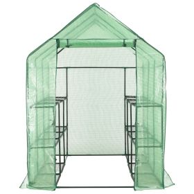 vidaXL Walk-in Greenhouse with 12 Shelves Steel 143x214x196 cm