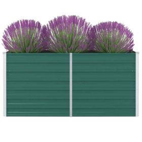 Raised Garden Bed 63"x31.5"x30.3" Galvanized Steel Green